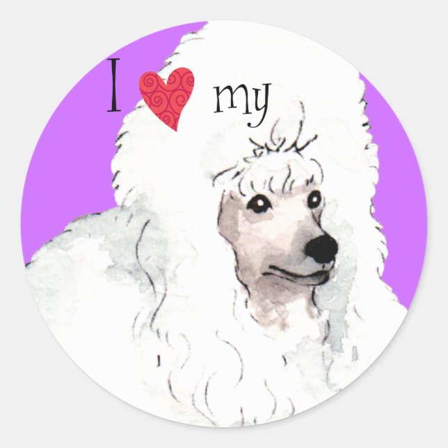 Sticker Rond J'aime mon caniche (Devant)