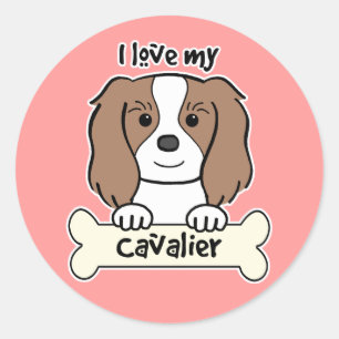 Sticker Rond J'Aime Mon Cavalier Roi Charles Spaniel