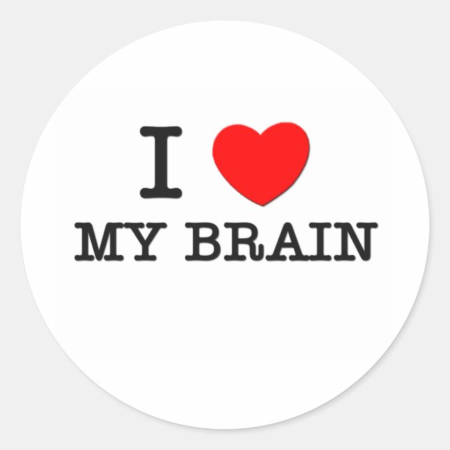 Sticker Rond J'aime mon cerveau (Devant)