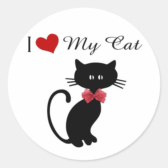 Sticker Rond J'Aime Mon Chat (Devant)