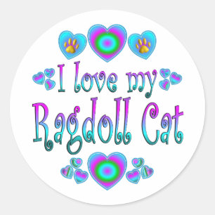 Sticker Rond J'Aime Mon Chat Ragdoll