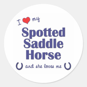 Sticker Rond J'Aime Mon Cheval De Selle Posé (Cheval Féminin)