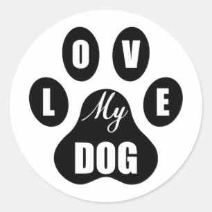 Sticker Rond J'aime mon chien