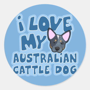 Sticker Rond J'Aime Mon Chien De Bataille Australien