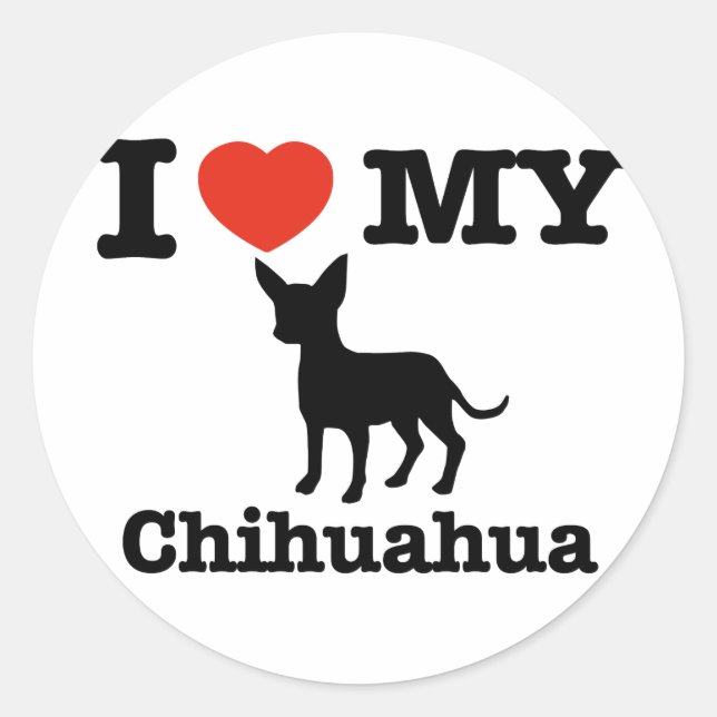 Sticker Rond J'aime mon Chihuahua (Devant)