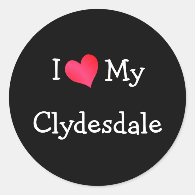 Sticker Rond J'Aime Mon Clydesdale (Devant)