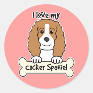 Sticker Rond J'Aime Mon Cocker Spaniel