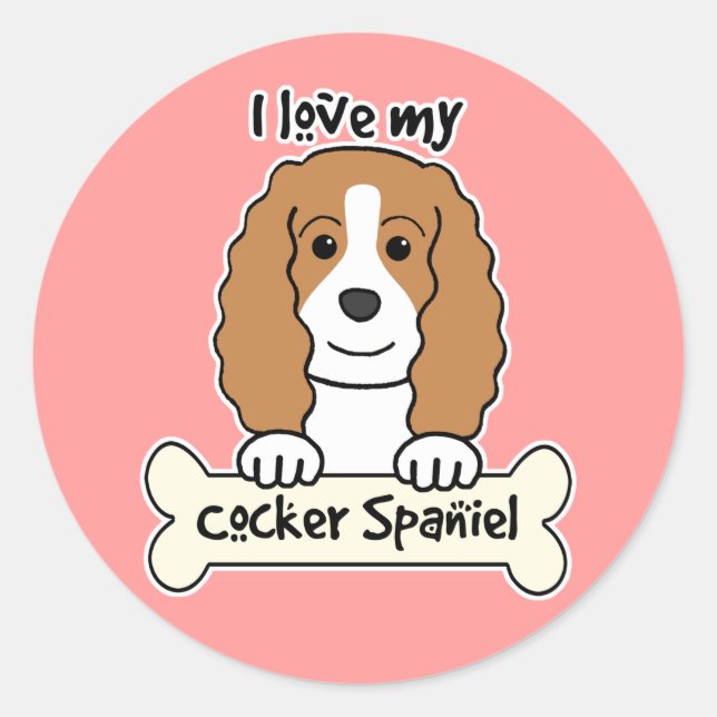 Sticker Rond J'Aime Mon Cocker Spaniel (Devant)