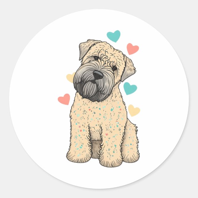 Sticker Rond J'Aime Mon Coeur De Chien Faisant Du Terrier Doux (Devant)