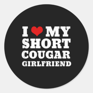 Sticker Rond J'aime mon court cougar Girlfriend I Heart My Coug