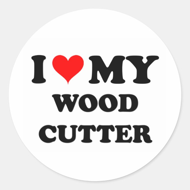 Sticker Rond J'Aime Mon Cutter En Bois (Devant)