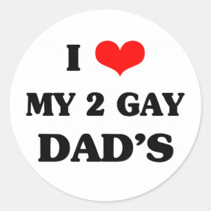Sticker Rond J'aime mon deux papas d'homosexuel