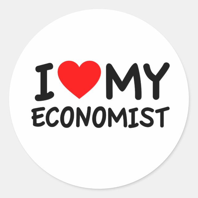 Sticker Rond J'aime mon économiste (Devant)