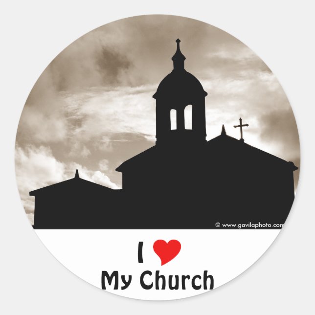 Sticker Rond J'aime mon église (Devant)