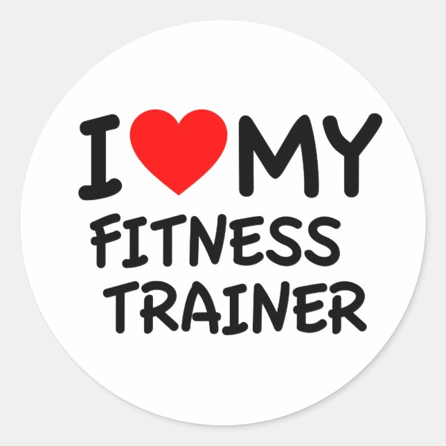Sticker Rond J'aime mon entraîneur de fitness (Devant)