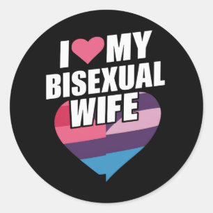 Sticker Rond J'aime mon épouse bisexuelle Bi Fierté Drapeau Bis