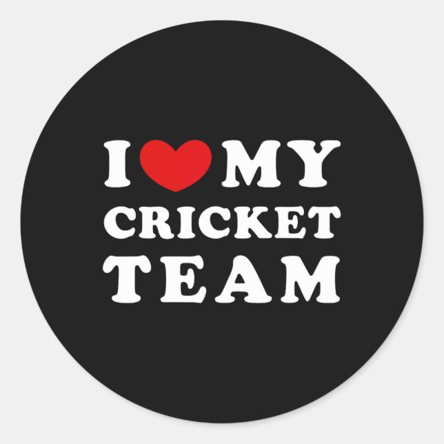 Sticker Rond J'aime mon équipe de cricket  (Devant)
