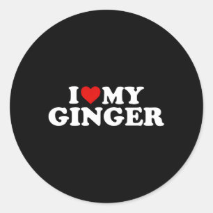 Sticker Rond J'Aime Mon Gingembre Rouge rousse Il