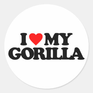 STICKER ROND J'AIME MON GORILLE
