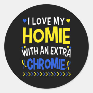 Sticker Rond J'Aime Mon Homie Avec Une Chromie Supplémentaire P