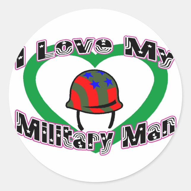 Sticker Rond J'Aime Mon Homme Militaire (Devant)