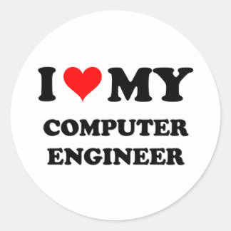 Sticker Rond J'aime mon ingénieur informatique