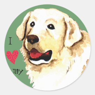 Sticker Rond J'aime mon Kuvasz