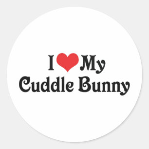 Sticker Rond J'aime mon lapin câlin