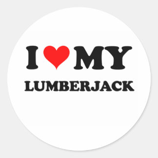 Sticker Rond J'Aime Mon Lumberjack