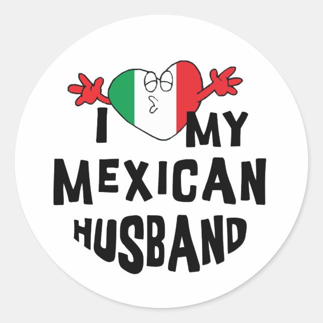 Sticker Rond J'Aime Mon Mari Mexicain (Devant)
