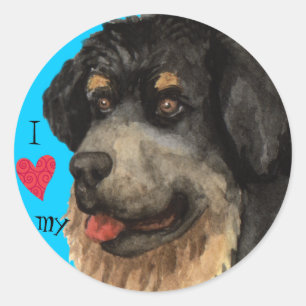 Sticker Rond J'aime mon Mastiff tibétain