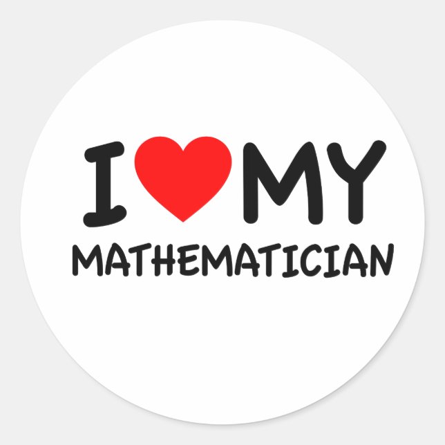 Sticker Rond J'aime mon mathématicien (Devant)