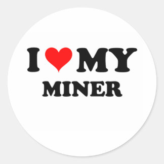 Sticker Rond J'Aime Mon Miner
