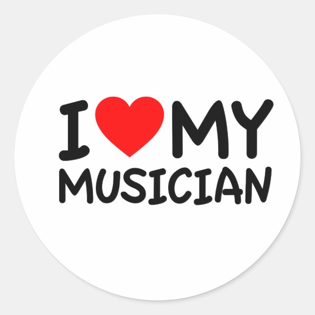 Sticker Rond J'aime mon musicien (Devant)