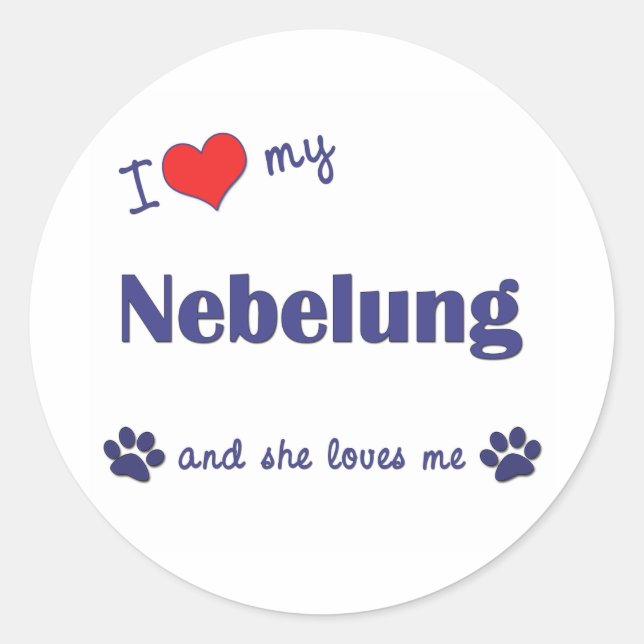 Sticker Rond J'Aime Mon Nebelung (Chat Féminin) (Devant)