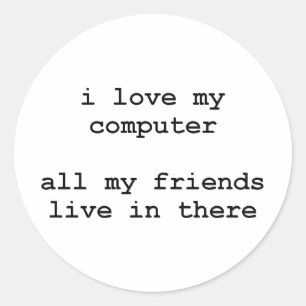 Sticker Rond j'aime mon ordinateur