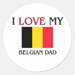 Sticker Rond J'aime mon papa belge