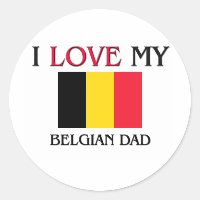 Sticker Rond J'aime mon papa belge (Devant)