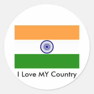 Sticker Rond J'aime mon pays Inde