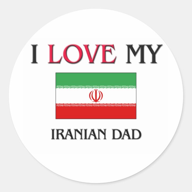Sticker Rond J'aime mon père iranien (Devant)