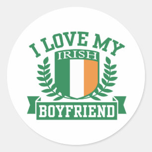 Sticker Rond J'aime mon petit ami irlandais