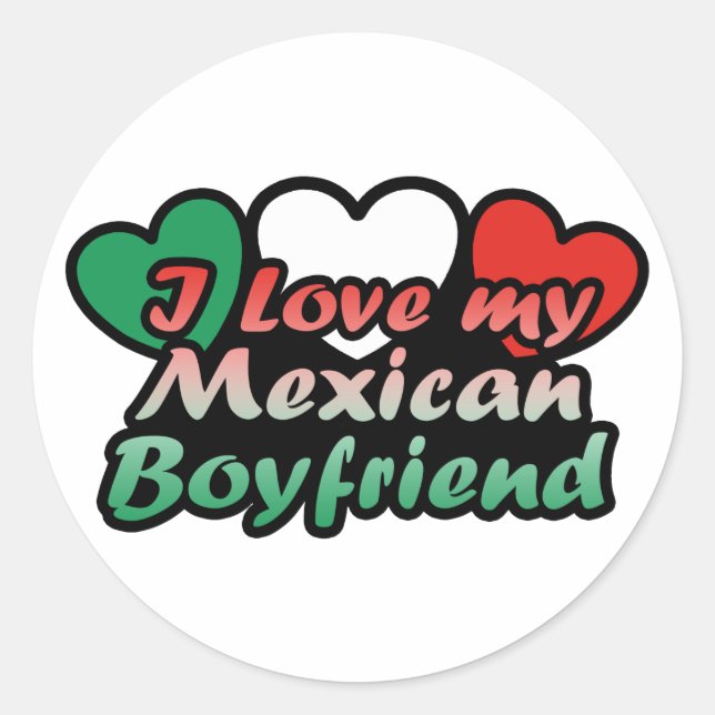 Sticker Rond J'aime mon petit ami mexicain (Devant)