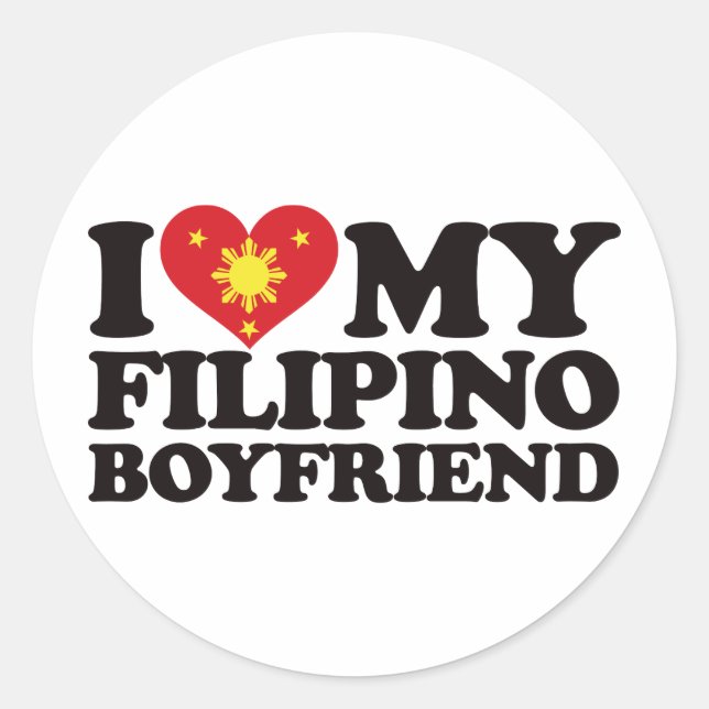 Sticker Rond J'aime mon petit ami philippin (Devant)