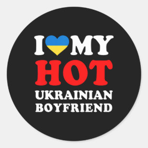 Sticker Rond J'aime mon petit ami ukrainien chaud drôle petite
