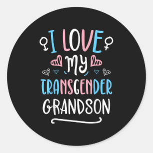 Sticker Rond J'aime mon petit-fils transgenre Fierté trans LGBT