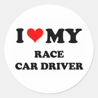 Sticker Rond J'Aime Mon Pilote De Voiture De Course