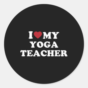 Sticker Rond J'aime mon professeur de yoga, j'adore mon profess