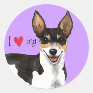 Sticker Rond J'aime mon Rat Terrier