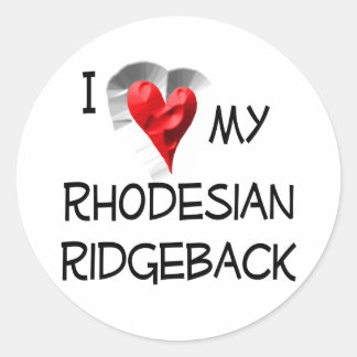 Sticker Rond J'Aime Mon Rhodesian Ridgeback