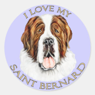 Sticker Rond J'aime mon Saint Bernard